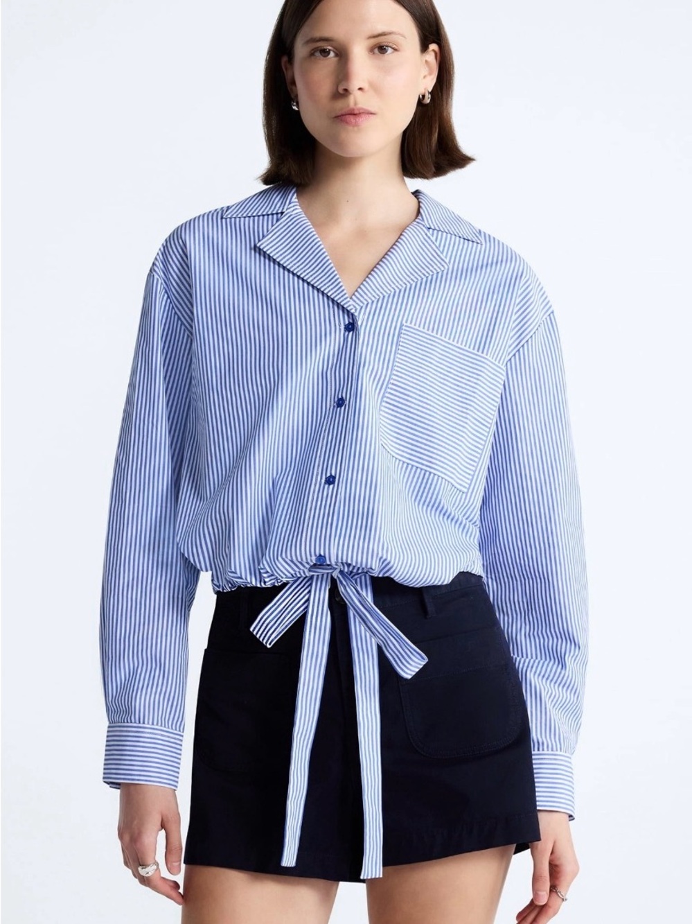 Free Assembly Women’s Cotton Poplin Tie Waist Shirt